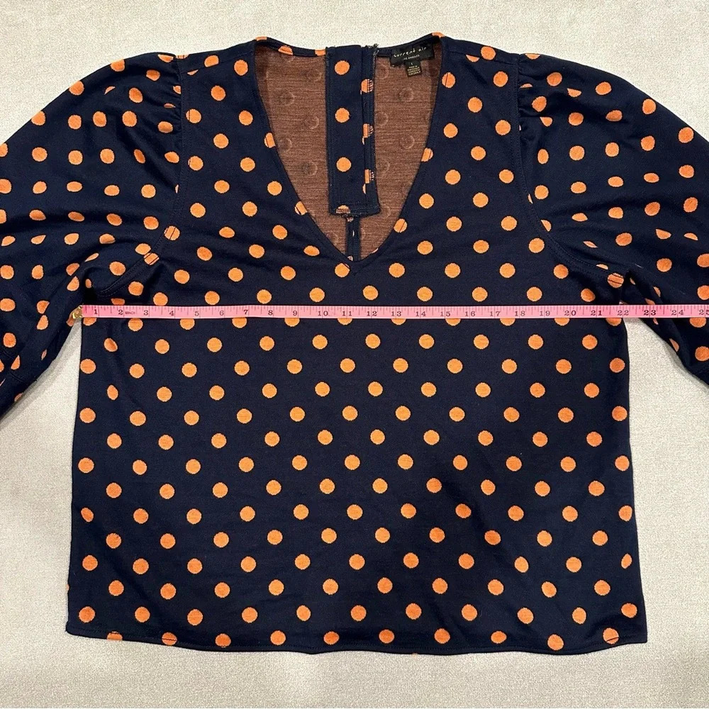 Anthropologie Current Air Structured Polka Dot Sweater.  Size Large. Nav… - Picture 6 of 9